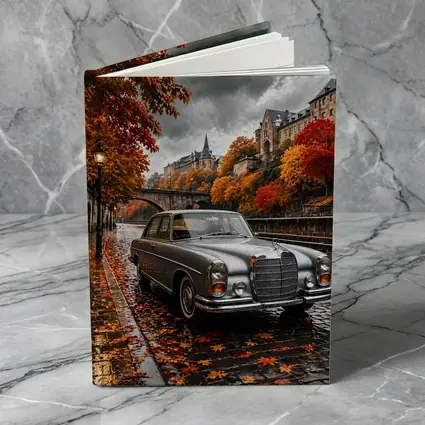 Mercedes S Class Wet Cobblestone Autumn Street