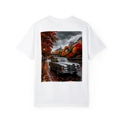 Mercedes S Class Wet Cobblestone Autumn Street