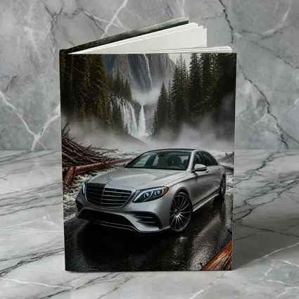 Mercedes S Class Silver Sedan Waterfall Forest
