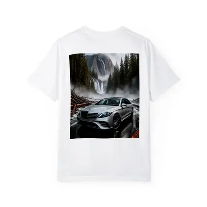 Mercedes S Class Silver Sedan Waterfall Forest