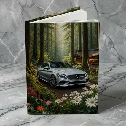 Mercedes C Class Silver Car Forest Setting