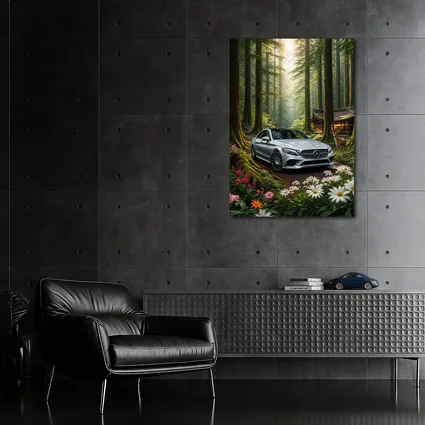 Mercedes C Class Silver Car Forest Setting