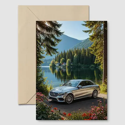 Mercedes C Class Silver Sedan by Lake