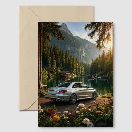 Mercedes C Class Silver Sedan Mountain Lake