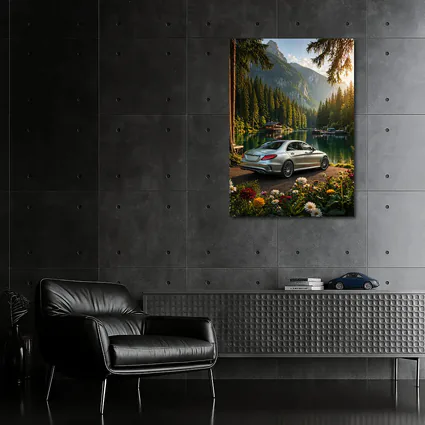 Mercedes C Class Silver Sedan Mountain Lake