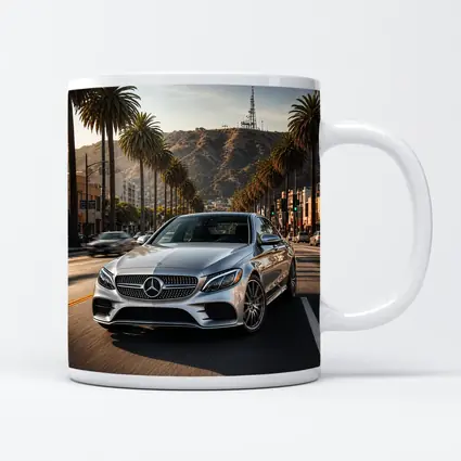 Mercedes C Class Silver Los Angeles Streets