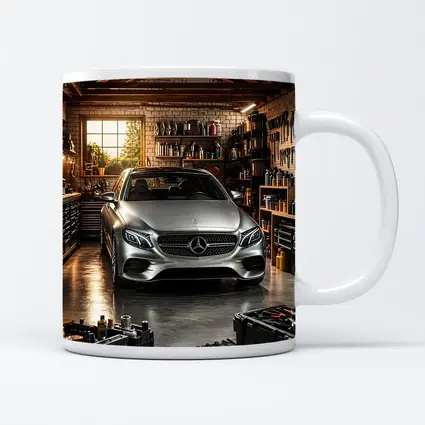 Mercedes E Class Silver Car Garage Setting