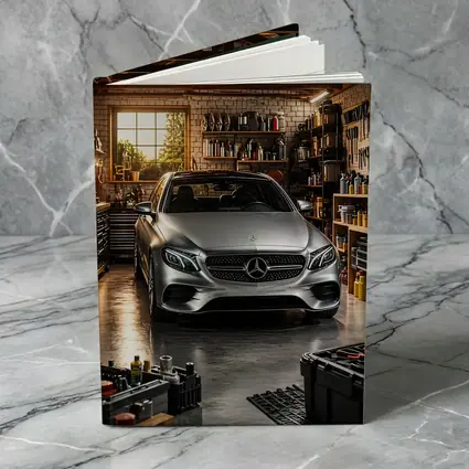 Mercedes E Class Silver Car Garage Setting