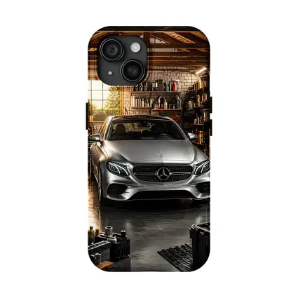 Mercedes E Class Silver Car Garage Setting