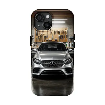 Mercedes E Class Silver Car In Garage