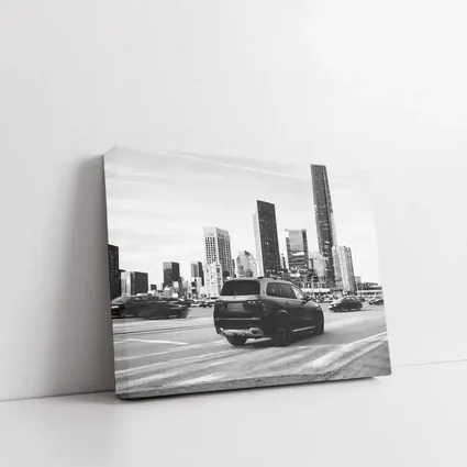 Mercedes GLS Black SUV City Skyline