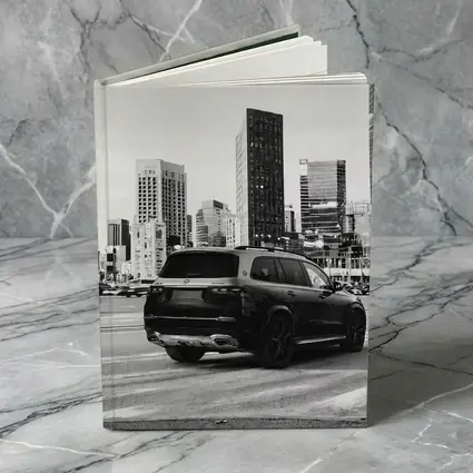 Mercedes GLS Black SUV City Skyline