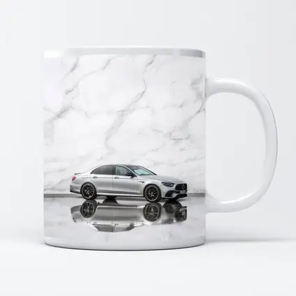Mercedes AMG E Class Silver Marble Background