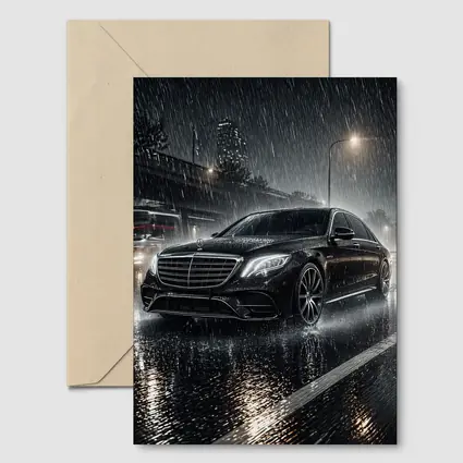 Mercedes S Class Rainy Night City Street