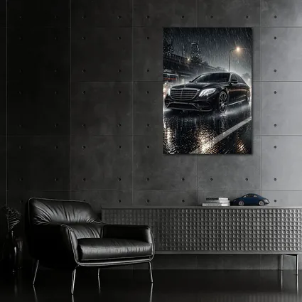 Mercedes S Class Rainy Night City Street