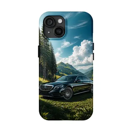 Mercedes S Class Black Mountain Valley Scene