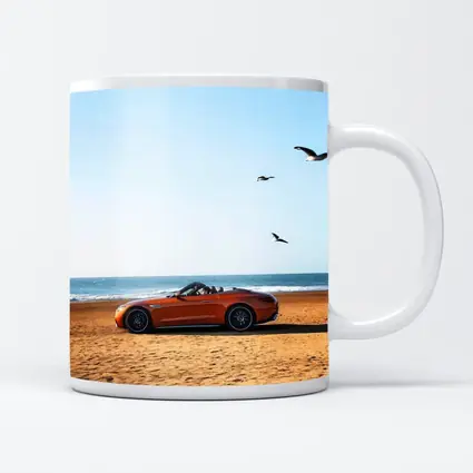 Mercedes SL Class Roadster On Sandy Beach
