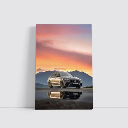 Mercedes AMG C63 Sunset Mountain Reflection