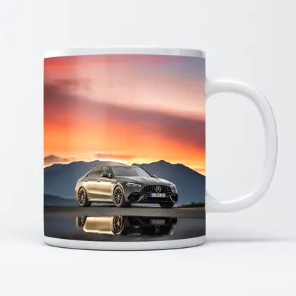 Mercedes AMG C63 Sunset Mountain Reflection