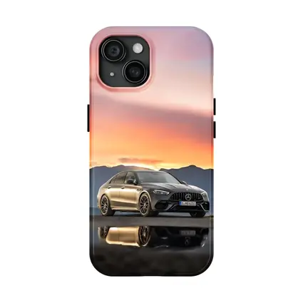 Mercedes AMG C63 Sunset Mountain Reflection
