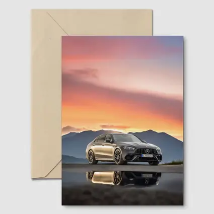 Mercedes AMG C63 Sunset Mountain Reflection