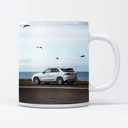 Mercedes GLE White SUV Coastal Road Drive