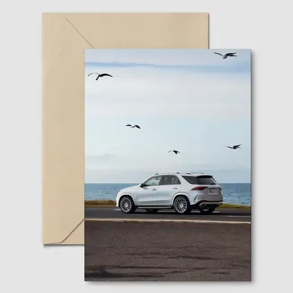 Mercedes GLE White SUV Coastal Road Drive
