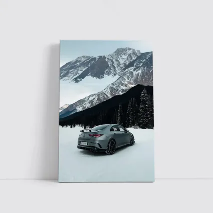Mercedes AMG CLA Coupe Snowy Mountain Scene