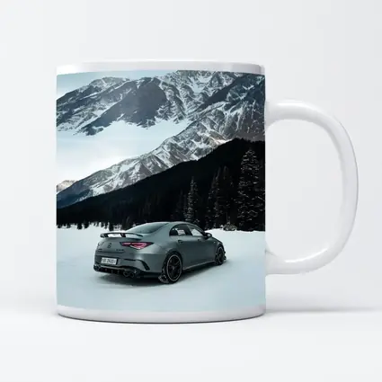 Mercedes AMG CLA Coupe Snowy Mountain Scene