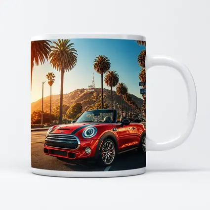 Mini Cooper Convertible Red Los Angeles Street