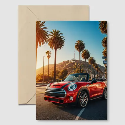 Mini Cooper Convertible Red Los Angeles Street