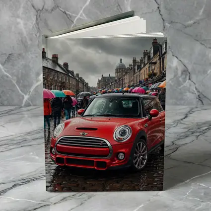 Mini Cooper S Red Rainy City Street