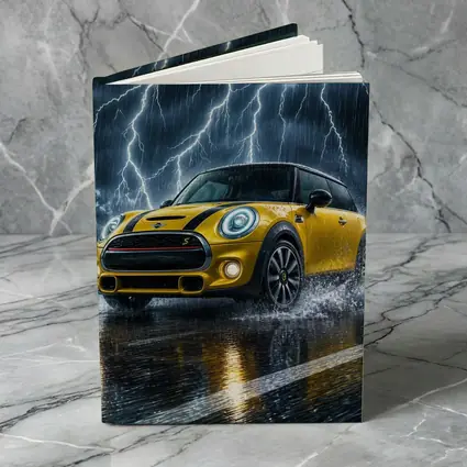 Mini Cooper S Yellow Car In Thunderstorm