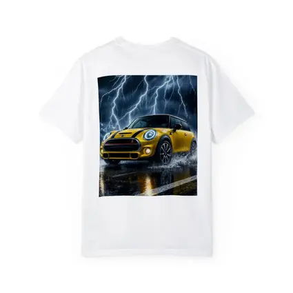 Mini Cooper S Yellow Car In Thunderstorm
