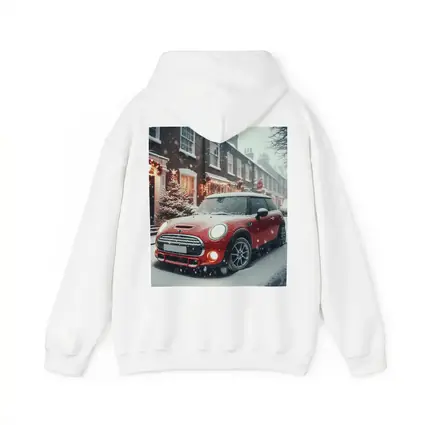 Red Mini Cooper S Snowy Christmas Street
