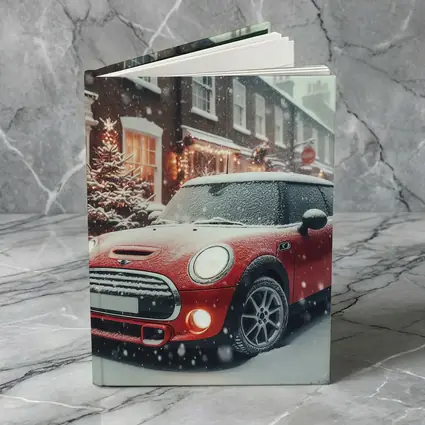 Red Mini Cooper S Snowy Christmas Street