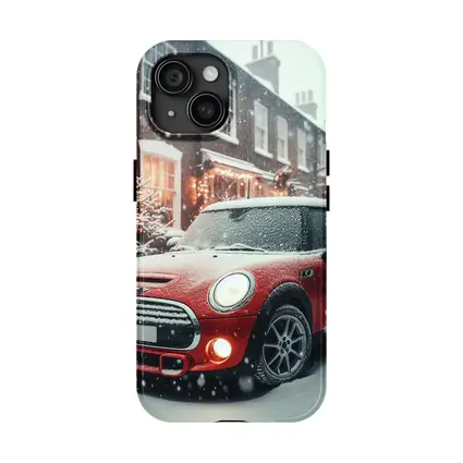Red Mini Cooper S Snowy Christmas Street