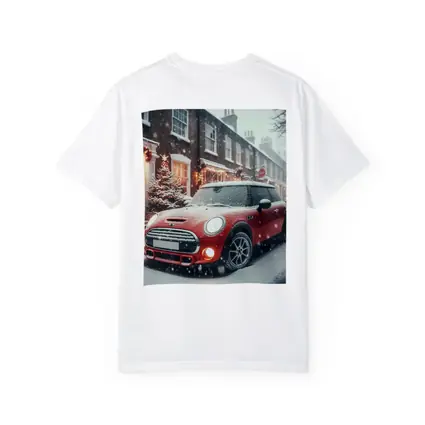 Red Mini Cooper S Snowy Christmas Street