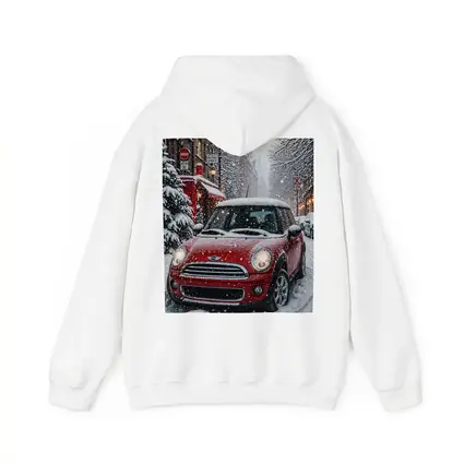 Mini Cooper Red Car Snowy London Street