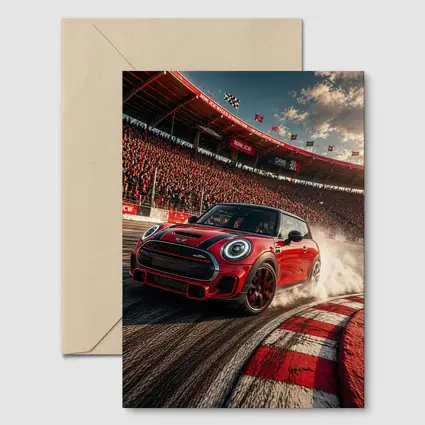 Mini Cooper S Red Racing Track Burnout