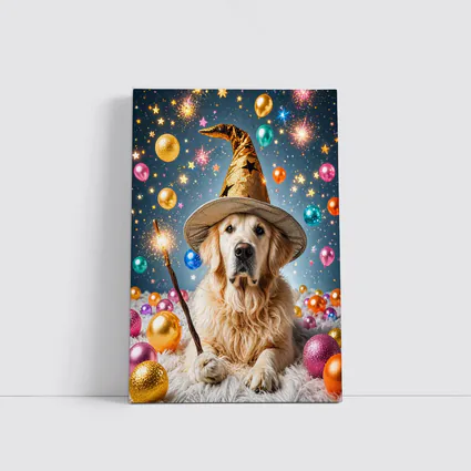 Golden Retriever Wizard Hat Magic Balloons
