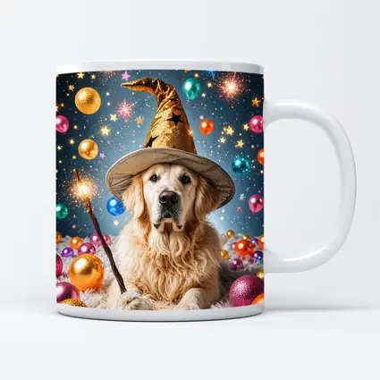 Golden Retriever Wizard Hat Magic Balloons