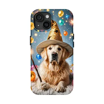 Golden Retriever Wizard Hat Magic Balloons