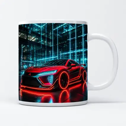 Mitsubishi Eclipse Red Neon City Night