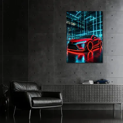 Mitsubishi Eclipse Red Neon City Night