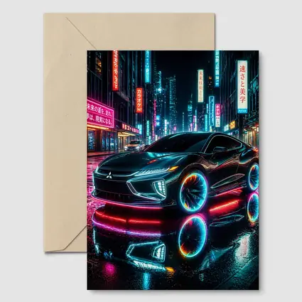 Mitsubishi Eclipse Neon Lights Tokyo Night