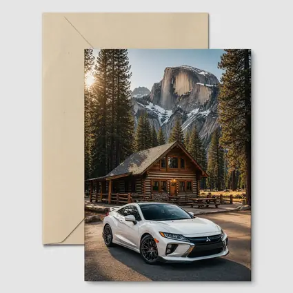 Mitsubishi Eclipse White Car Mountain Cabin