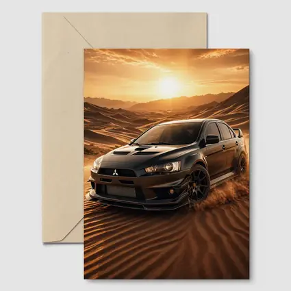 Mitsubishi Lancer Evolution Black Desert Sunset