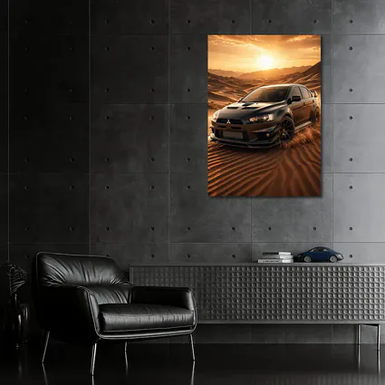 Mitsubishi Lancer Evolution Black Desert Sunset