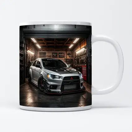 Mitsubishi Lancer Evolution Silver Garage Shot